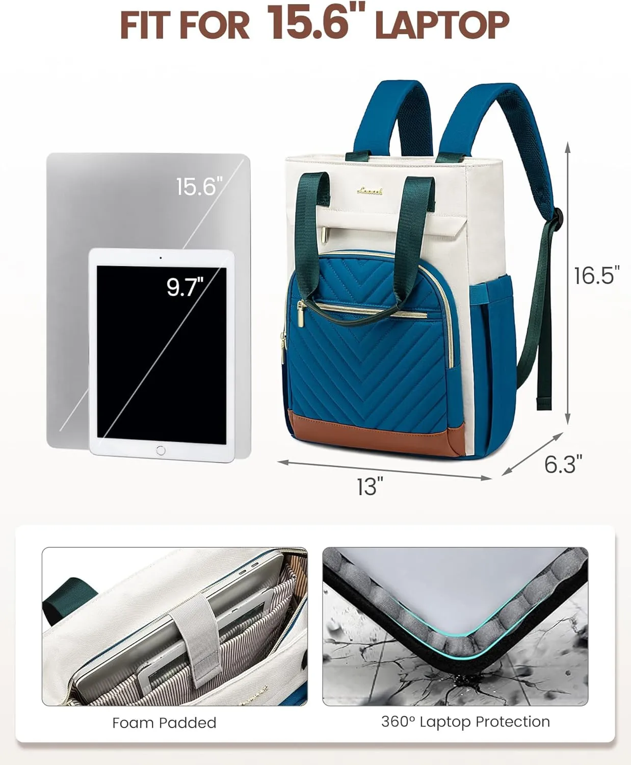 LOVEVOOK Laptop Backpack for Women, 15.6 Inch Work Laptop Bag Teacher Nurse Backpack, Wide Open Travel Backpack Purse Convertible Business Computer Tote Daypack with USB Port