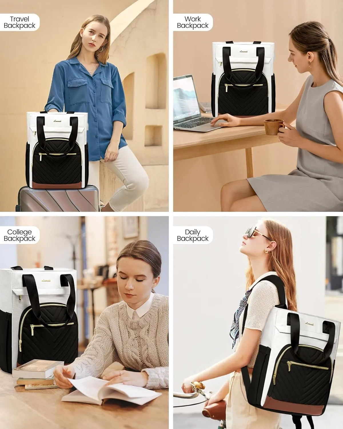 LOVEVOOK Laptop Backpack for Women, 15.6 Inch Work Laptop Bag Teacher Nurse Backpack, Wide Open Travel Tote Backpack Purse Business Computer Daypack