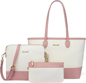 LOVEVOOK Purse and Wallet Set for Women Handbag 3Pcs Canvas Tote Satchel Purses Ladies Shoulder Bags