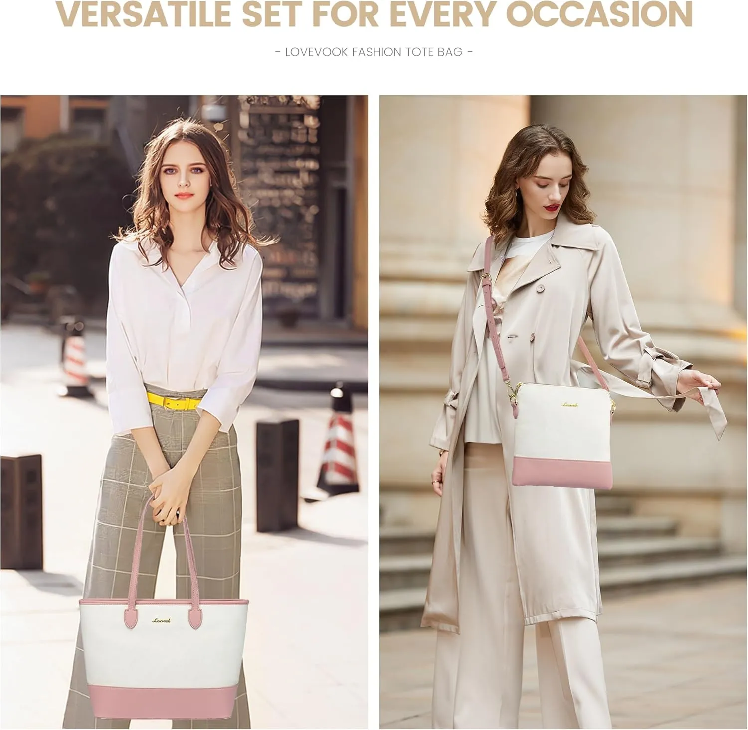LOVEVOOK Purse and Wallet Set for Women Handbag 3Pcs Canvas Tote Satchel Purses Ladies Shoulder Bags