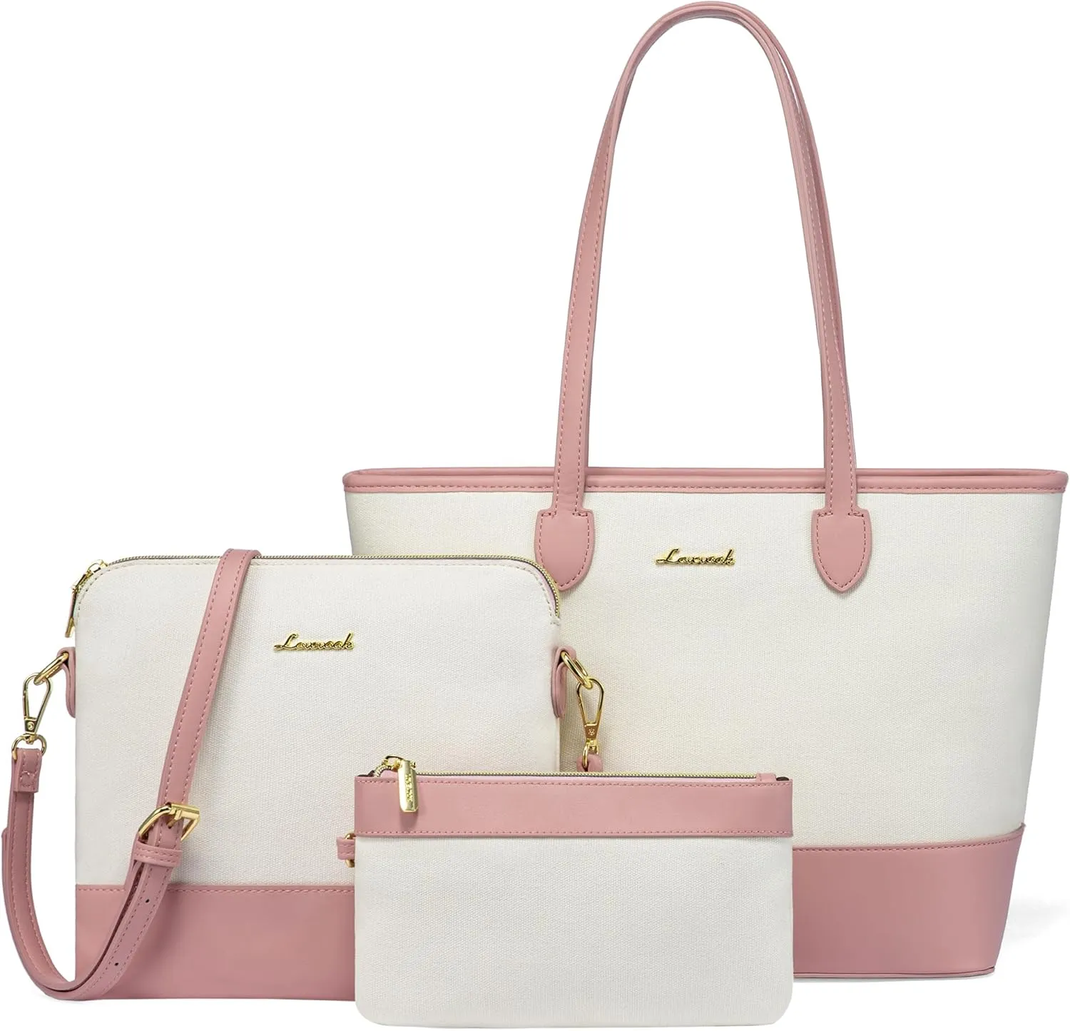 LOVEVOOK Purse and Wallet Set for Women Handbag 3Pcs Canvas Tote Satchel Purses Ladies Shoulder Bags