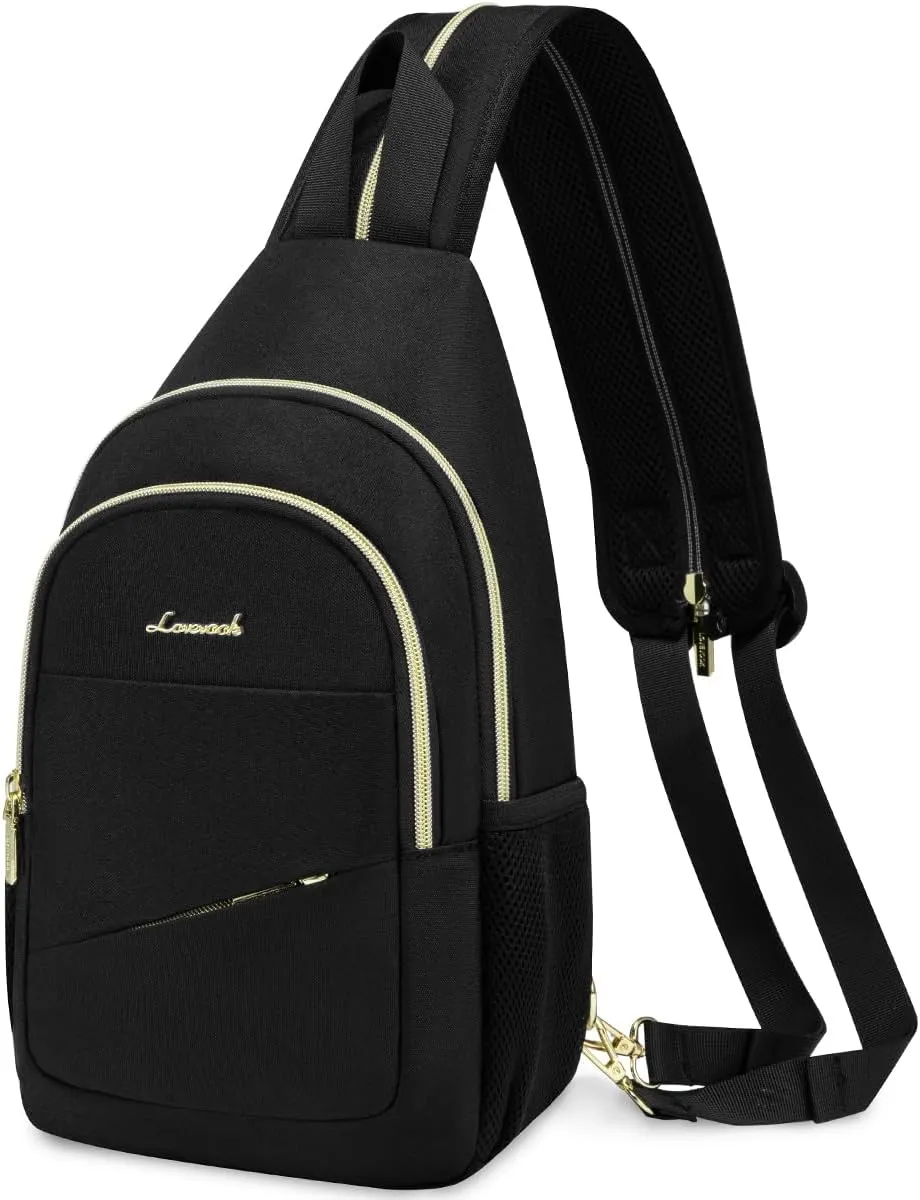 LOVEVOOK Sling Bag for Women, Sling Backpack Crossbody Bags Convertible, Small Diaper Bag Hiking Daypacks Water-resistant, Travel Shoulder Bag Chest Bag, Black
