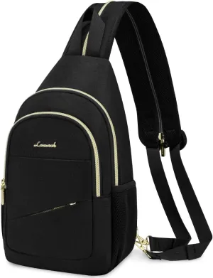 LOVEVOOK Sling Bag for Women, Sling Backpack Crossbody Bags Convertible, Small Diaper Bag Hiking Daypacks Water-resistant, Travel Shoulder Bag Chest Bag, Black