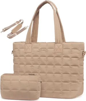 LOVEVOOK Tote Bag for Women, Large Puffer Tote Bag with Zipper Quilted Light Work Bag