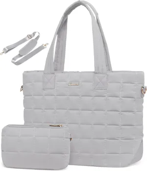 LOVEVOOK Tote Bag for Women, Large Puffer Tote Bag with Zipper Quilted Light Work Bag