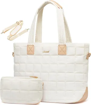 LOVEVOOK Tote Bag for Women, Large Puffer Tote Bag with Zipper Quilted Light Work Bag