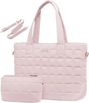 LOVEVOOK Tote Bag for Women, Large Puffer Tote Bag with Zipper Quilted Light Work Bag