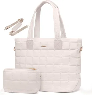 LOVEVOOK Tote Bag for Women, Large Puffer Tote Bag with Zipper Quilted Light Work Bag
