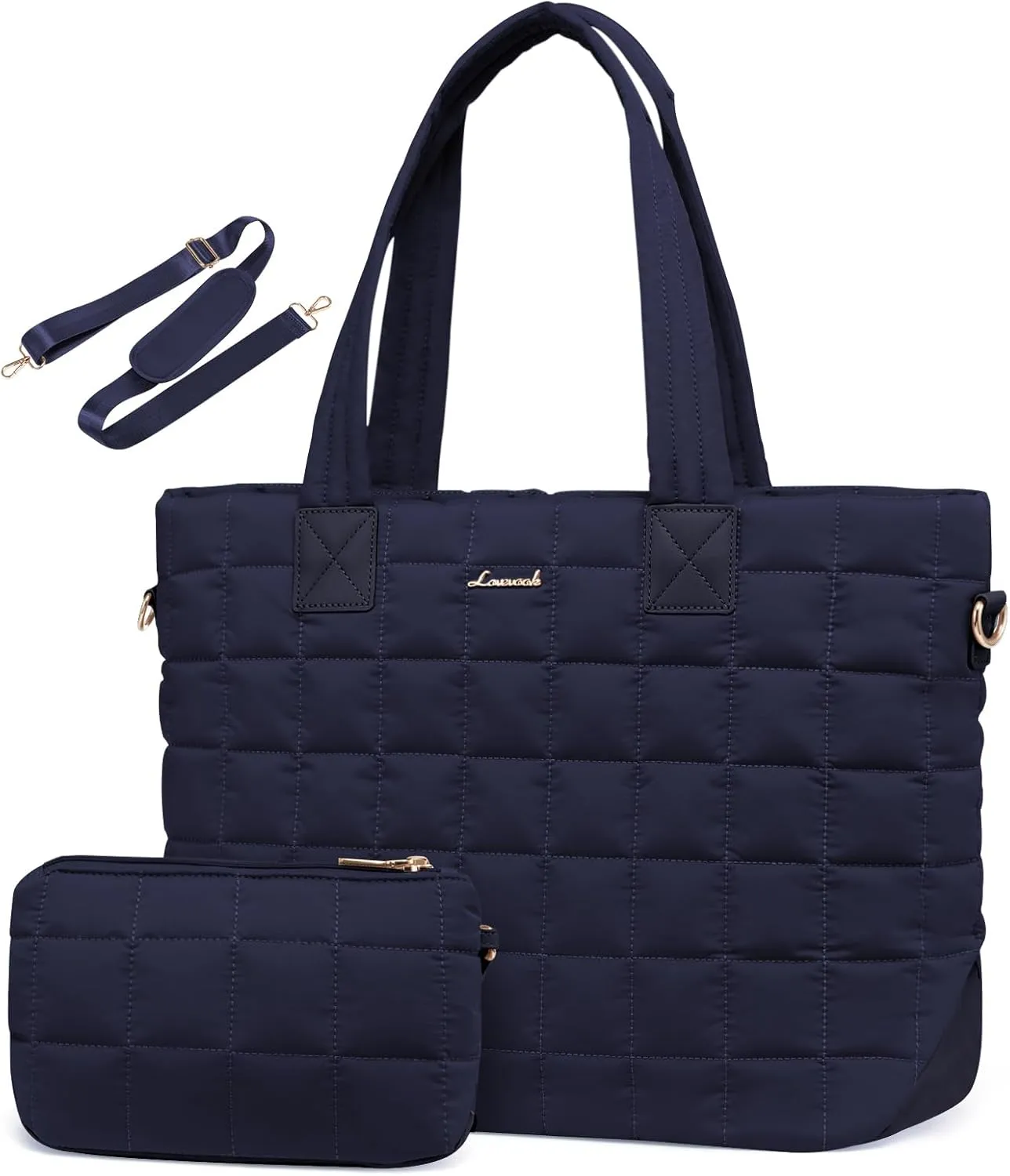 LOVEVOOK Tote Bag for Women, Large Puffer Tote Bag with Zipper Quilted Light Work Bag