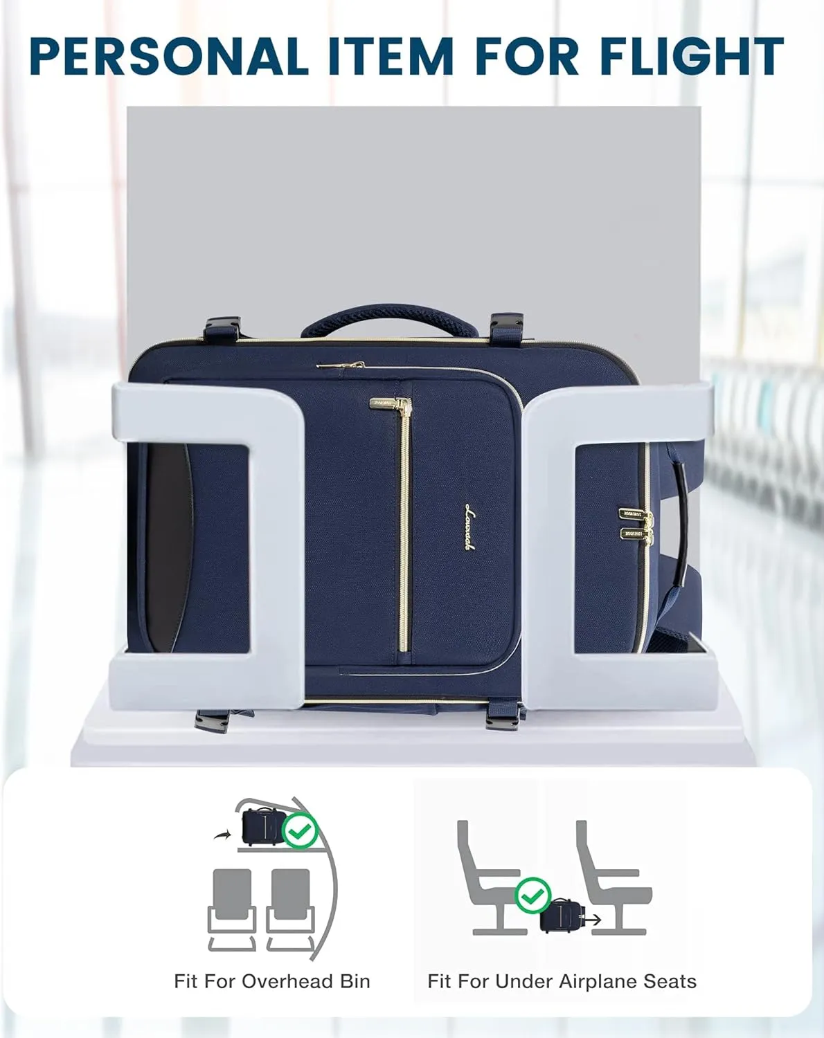 LOVEVOOK Travel Backpack as Personal Item Flight Approved, 40L Luggage Carry On Backpack, 17inch Laptop Backpack with Toiletry Bag for Airplanes Daypack for Weekender Overnight Hiking,Blue
