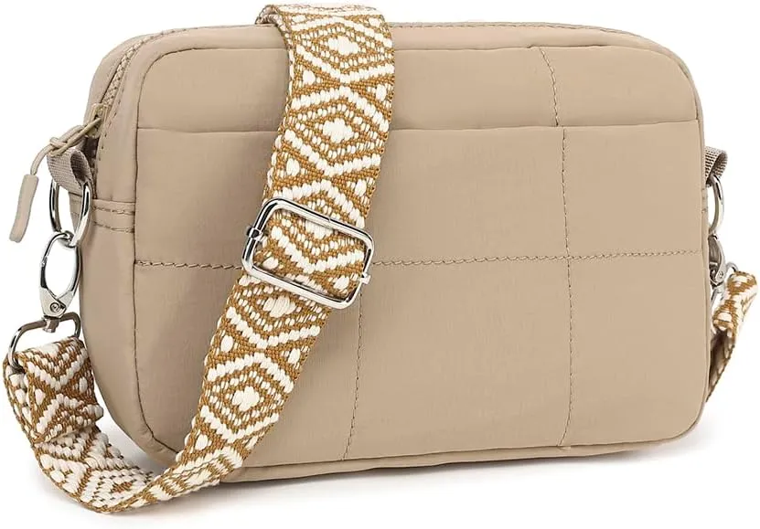 LOXOMU Quilted Crossbody Bags for Women, Nylon Puffer Bag, Lightweight Women's Handbags