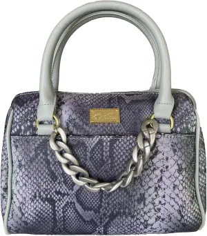 Luv Betsey Textured Faux Leather Iridescent Snake Print Small Satchel Crossbody With Chain Fashion Detail