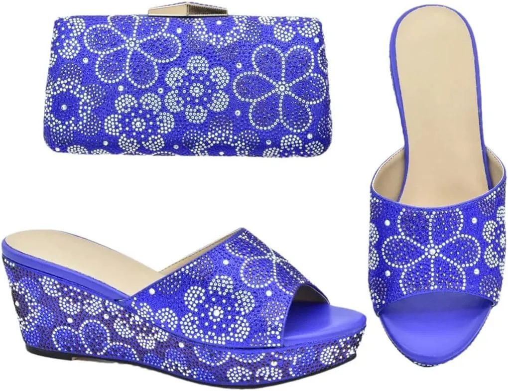 Luxury African Wedding Set Rhinestone Heels Crystal Clutch