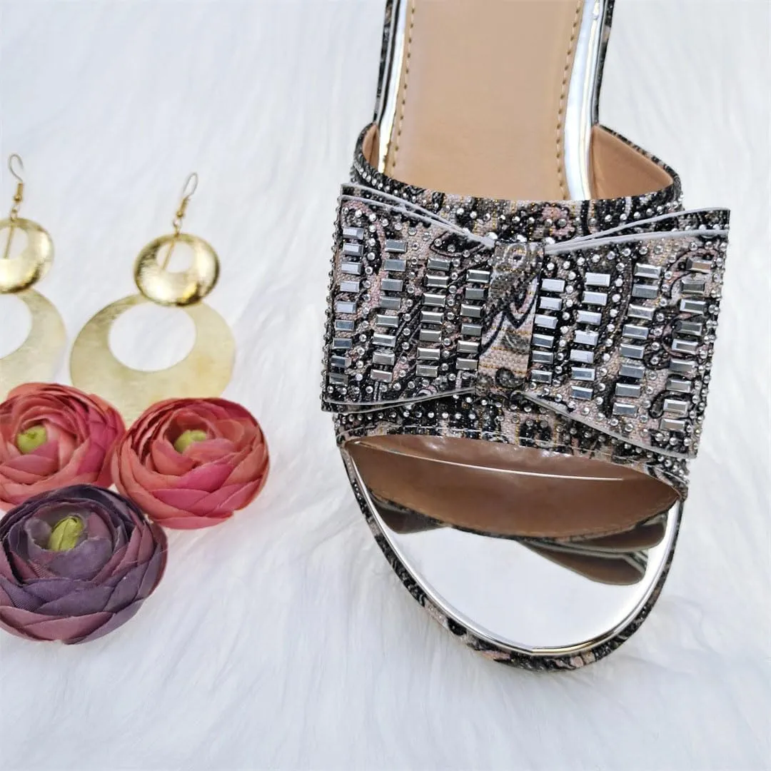 Luxury African Wedding Shoes Set with Crystal Clutch Bag Rhinestone-Embellished Bridal Pumps