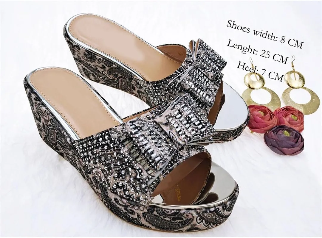 Luxury African Wedding Shoes Set with Crystal Clutch Bag Rhinestone-Embellished Bridal Pumps