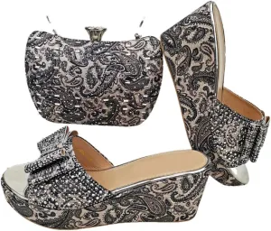 Luxury African Wedding Shoes Set with Crystal Clutch Bag Rhinestone-Embellished Bridal Pumps