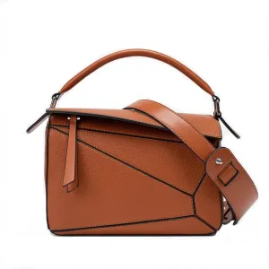 Lychee pattern with embossed bags cow leather puzzle purses shoulder crossbody handbags for women