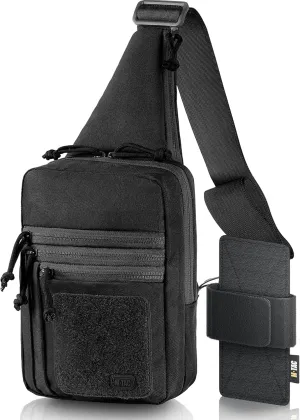 M-Tac Tactical Sling Bag for Men - Crossbody Concealed Carry Bag Chest Pack - Black Mens Crossbody Holster Bag