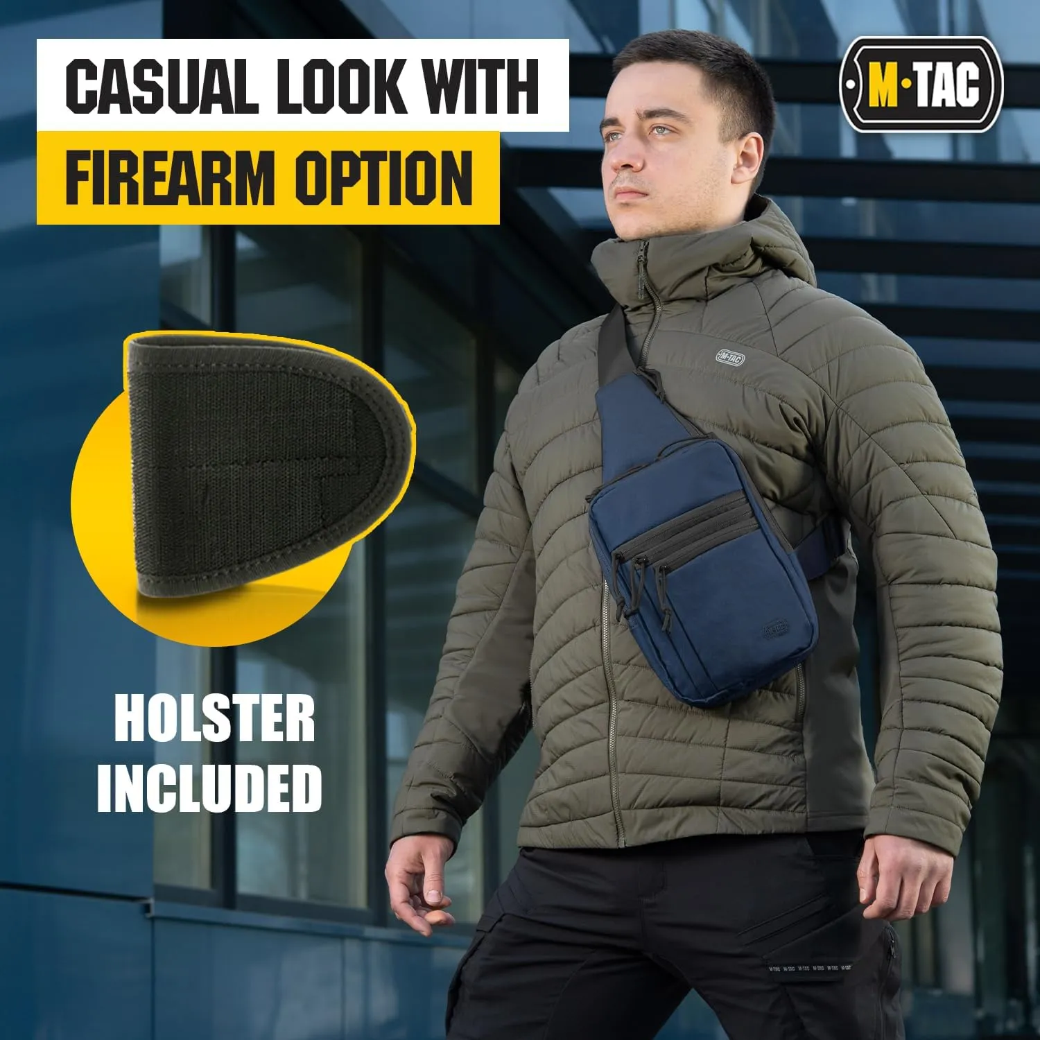 M-Tac Tactical Sling Bag for Men - Crossbody Concealed Carry Bag Chest Pack - Black Mens Crossbody Holster Bag