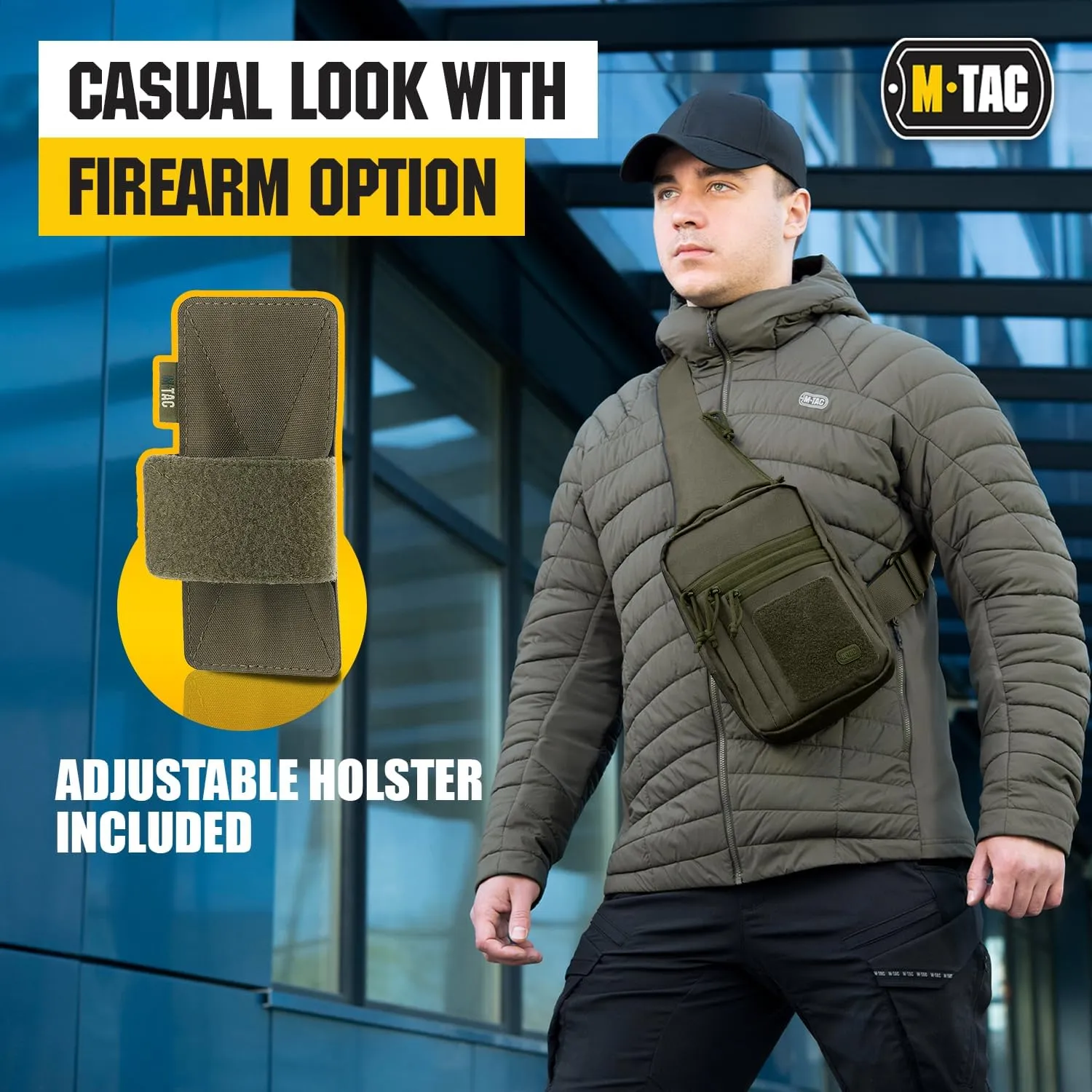 M-Tac Tactical Sling Bag for Men - Crossbody Concealed Carry Bag Chest Pack - Black Mens Crossbody Holster Bag