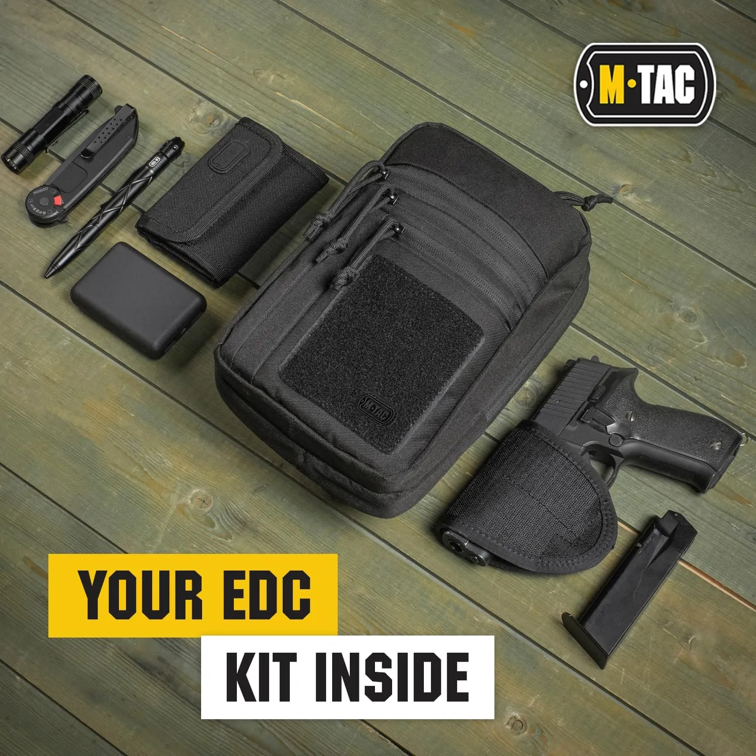 M-Tac Tactical Sling Bag for Men - Crossbody Concealed Carry Bag Chest Pack - Black Mens Crossbody Holster Bag