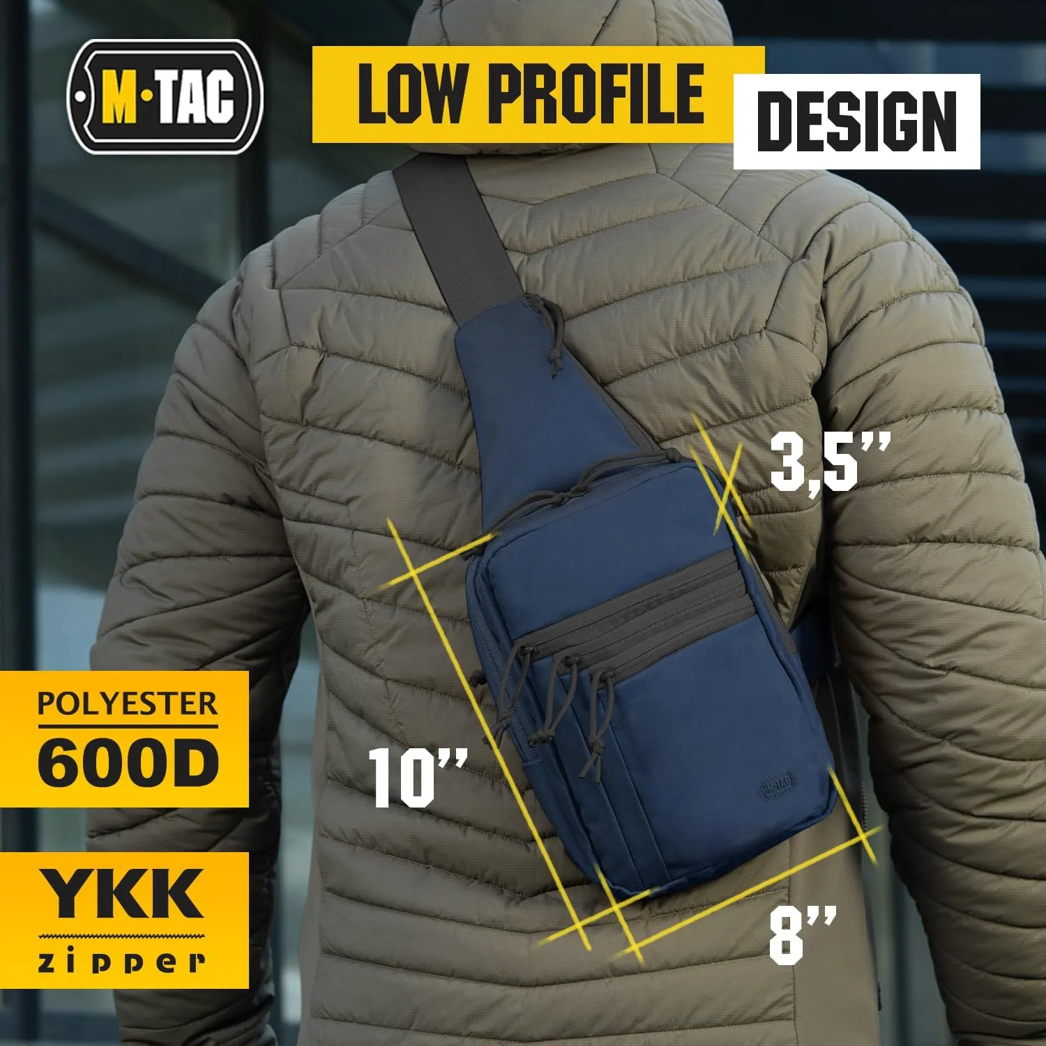 M-Tac Tactical Sling Bag for Men - Crossbody Concealed Carry Bag Chest Pack - Black Mens Crossbody Holster Bag