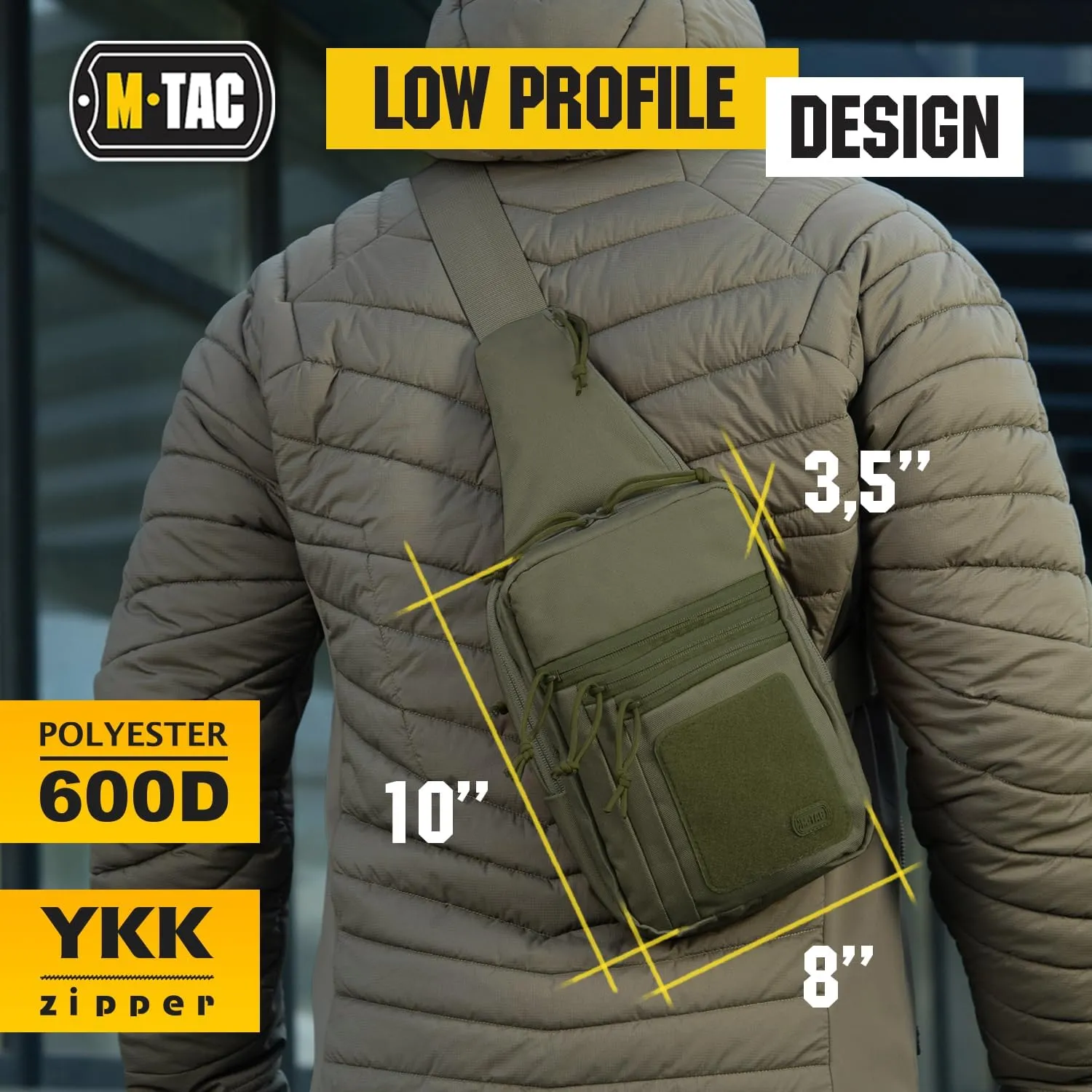 M-Tac Tactical Sling Bag for Men - Crossbody Concealed Carry Bag Chest Pack - Black Mens Crossbody Holster Bag