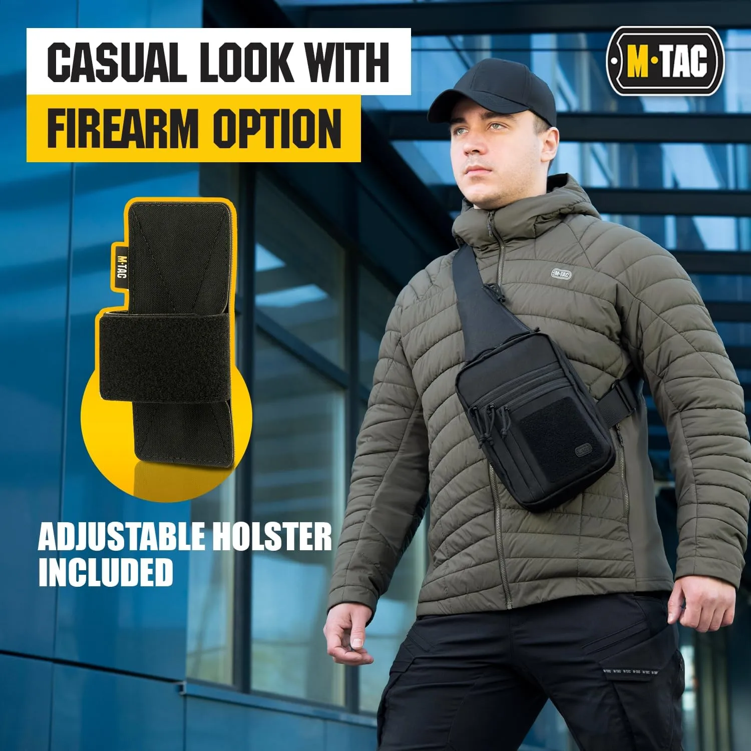 M-Tac Tactical Sling Bag for Men - Crossbody Concealed Carry Bag Chest Pack - Black Mens Crossbody Holster Bag