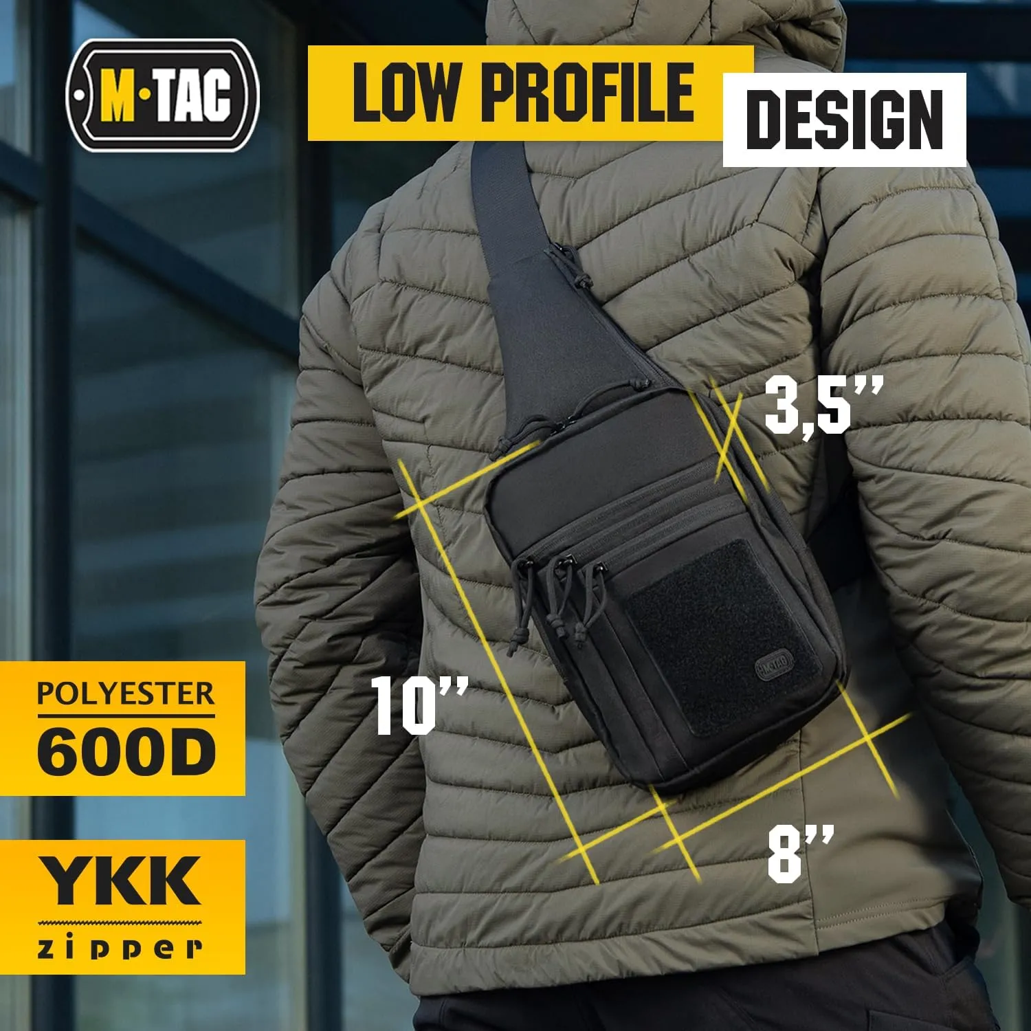 M-Tac Tactical Sling Bag for Men - Crossbody Concealed Carry Bag Chest Pack - Black Mens Crossbody Holster Bag