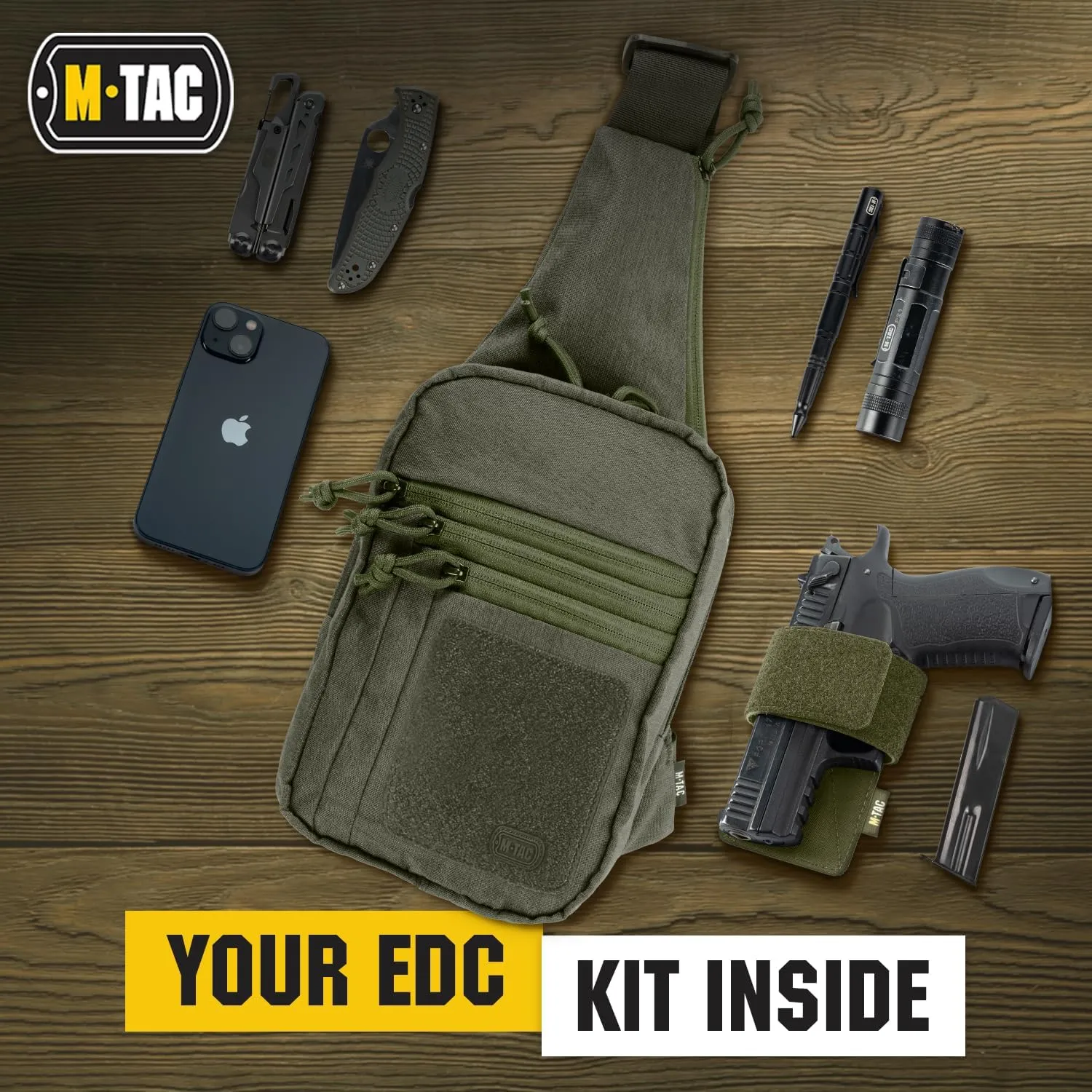 M-Tac Tactical Sling Bag for Men - Crossbody Concealed Carry Bag Chest Pack - Black Mens Crossbody Holster Bag