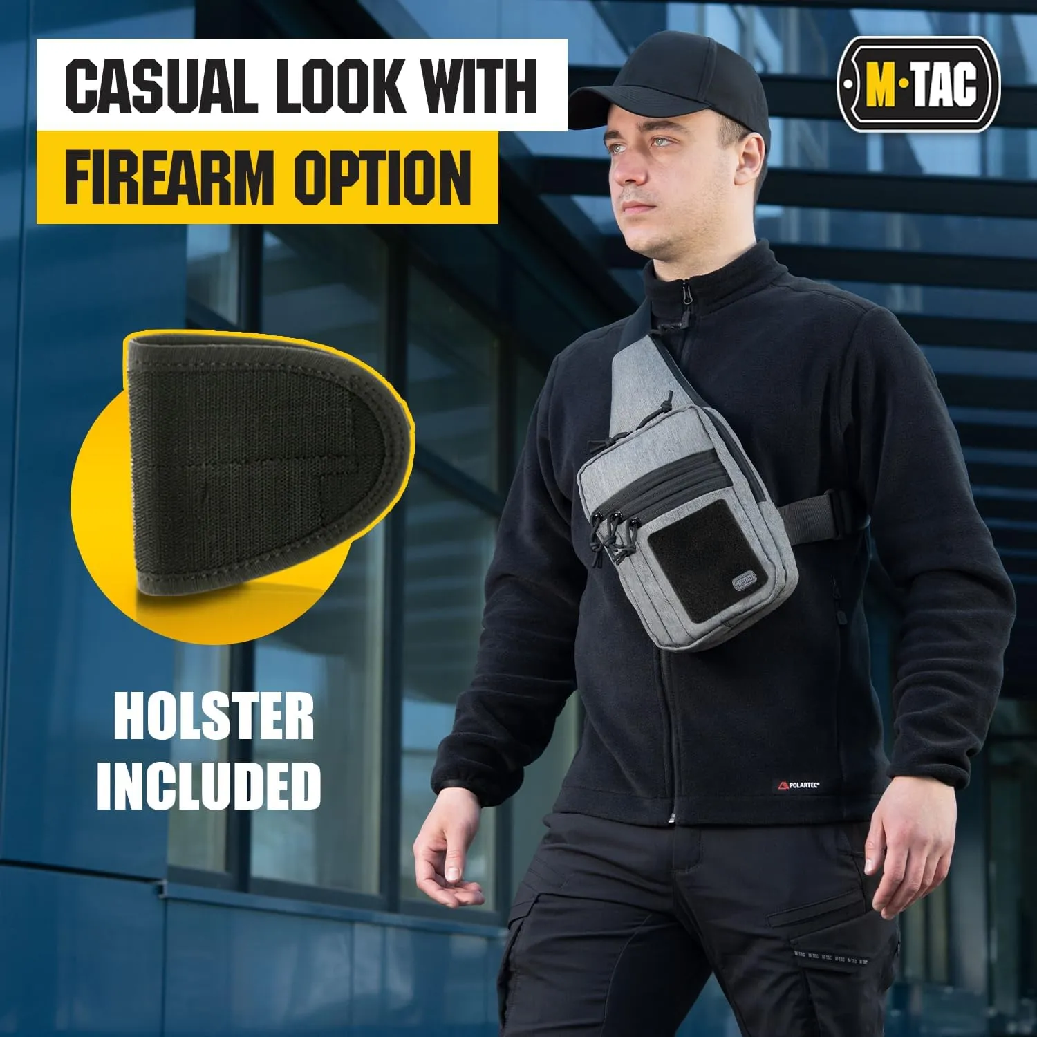 M-Tac Tactical Sling Bag for Men - Crossbody Concealed Carry Bag Chest Pack - Black Mens Crossbody Holster Bag