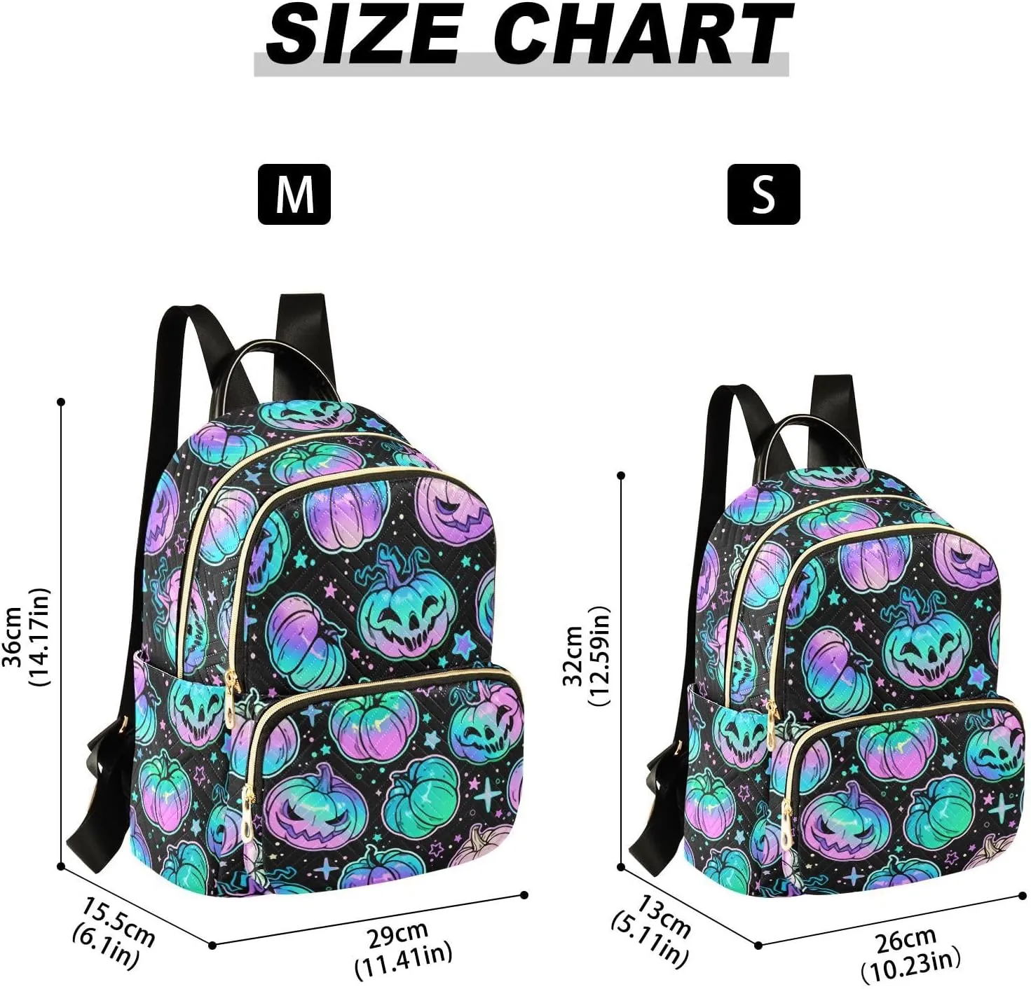 Magic Halloween Pumpkin Mini Backpack Women's Quilted Small Backpack Purse for Women College Fashion Travel Daypack Shoulder Bag