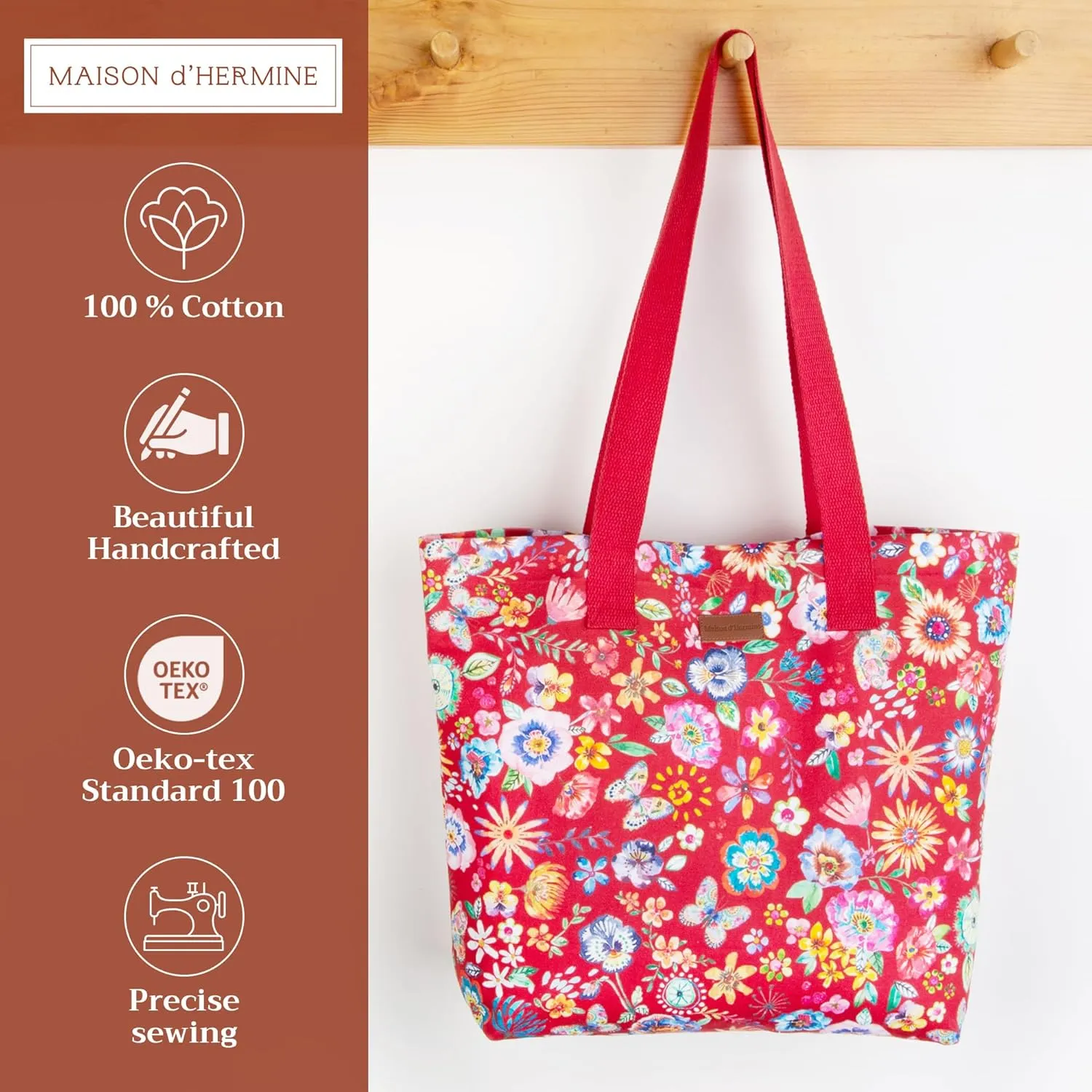Maison d' Hermine Canvas Tote Bag 100% Cotton Canvas Reusable Shoulder Grocery Bag for Shopping Perfect for Men Women