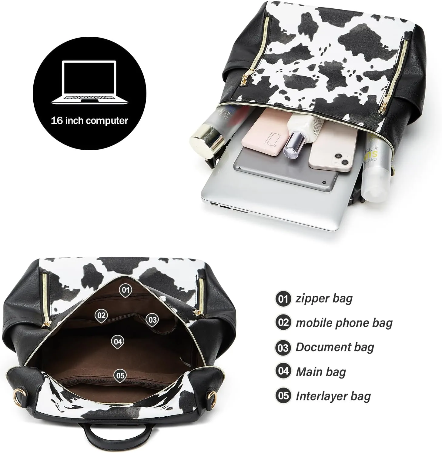 Makes Backpack Purse for Women PU Leather Travel Satchel Handbag Convertible Design Bag with Purse 2 Piece