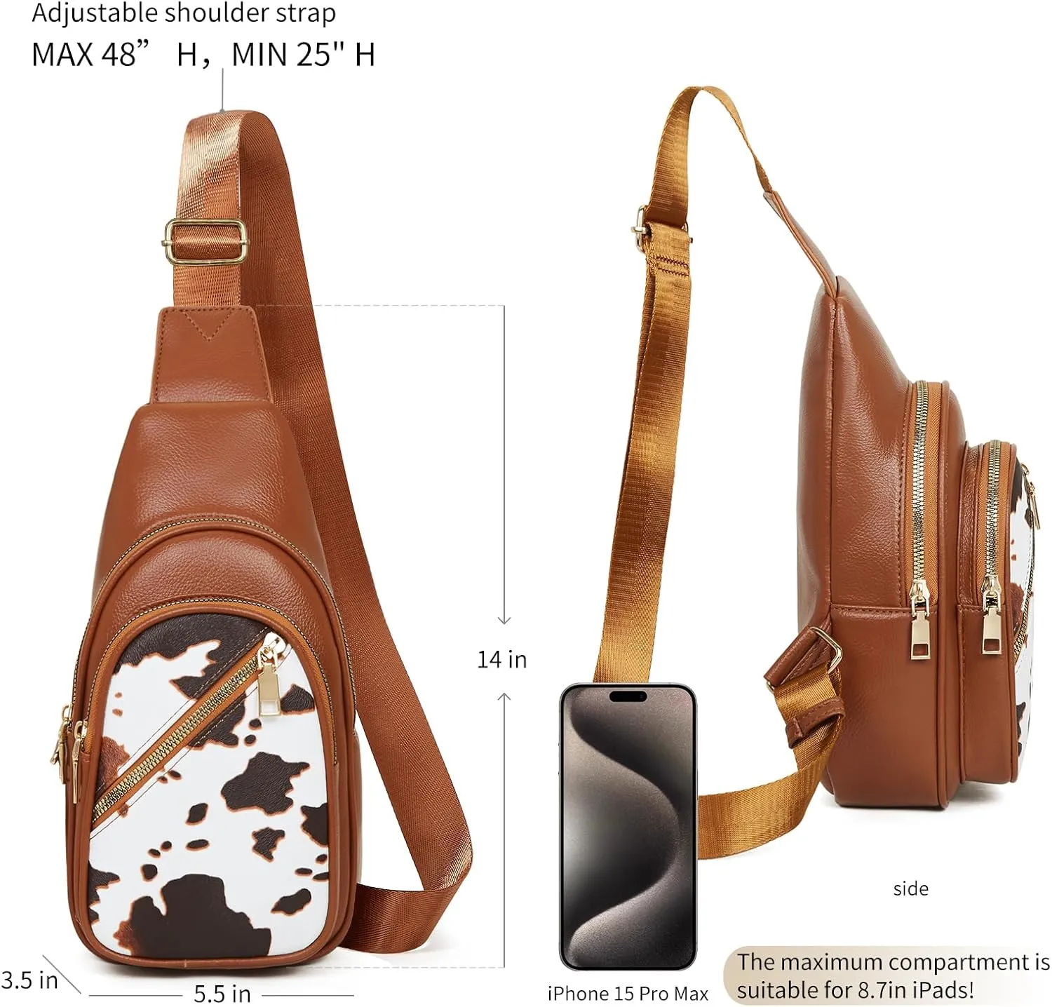 Makes Small Sling Bag for Women, Vegan Leather Fanny Pack Crossbody Bags for Women, Chest Bag With Wide Strap