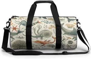 Marine Animal Pattern Gym Bag Small Travel Duffle Bag with Compartment Carry On Weekender Bag for Women Men