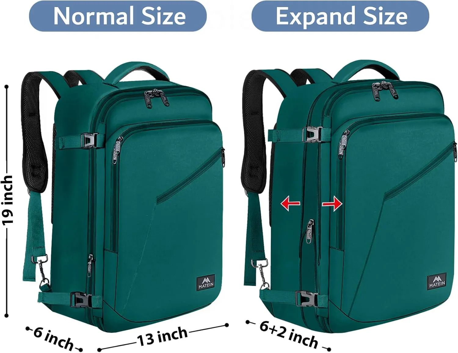 MATEIN Travel Backpack for Men Women, Carry on Backpack for Airplanes, Simple Daypack with Trolley Sleeve, Gifts for International Travelers, 35L, Peacock Blue