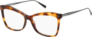 Max Mara Plastic Rectangular Eyeglasses 55 0OQB Havana Dark Ruthenium