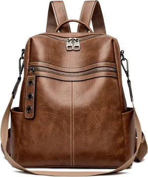 Maxoner Backpack Purse for Women Fashion Genuine Leather Convertible Shoulder Handbag Travel Bag Satchel Rucksack Ladies Bag