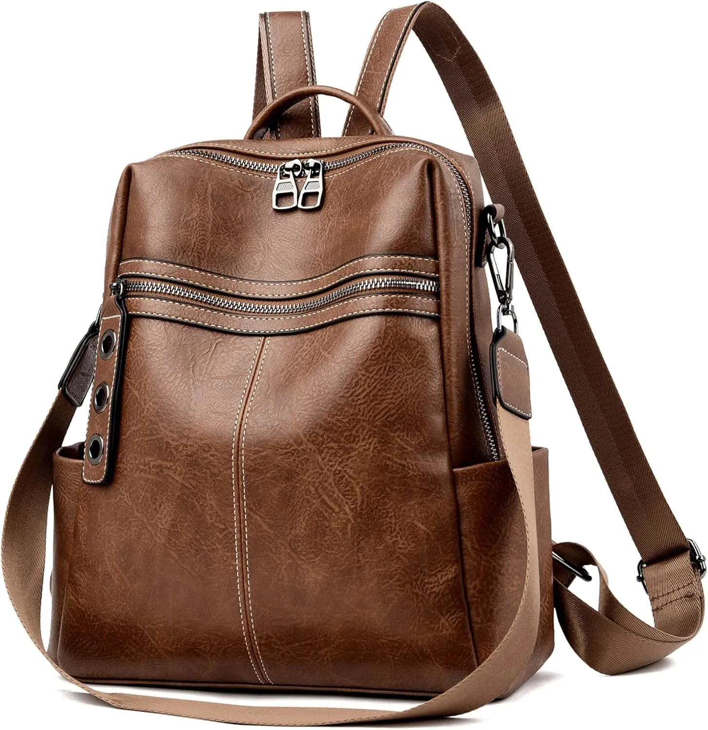 Maxoner Backpack Purse for Women Fashion Genuine Leather Convertible Shoulder Handbag Travel Bag Satchel Rucksack Ladies Bag