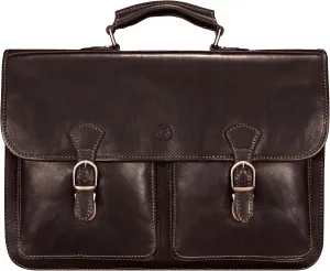 Maxwell Scott - Mens Leather 17" Laptop Briefcase Satchel with Padded Strap - Made from Full Grain Hides - The Loreto Large