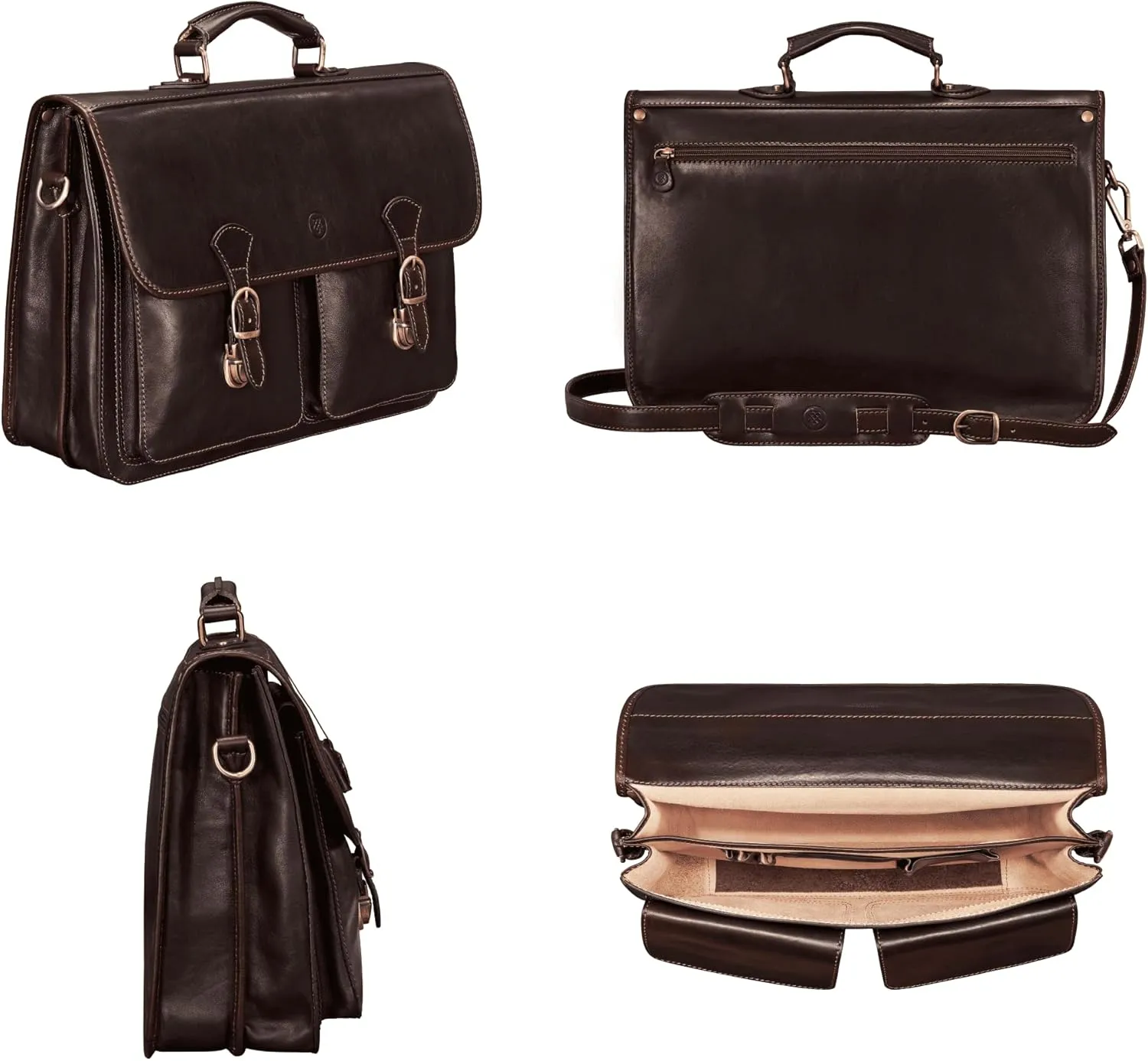 Maxwell Scott - Mens Leather 17" Laptop Briefcase Satchel with Padded Strap - Made from Full Grain Hides - The Loreto Large