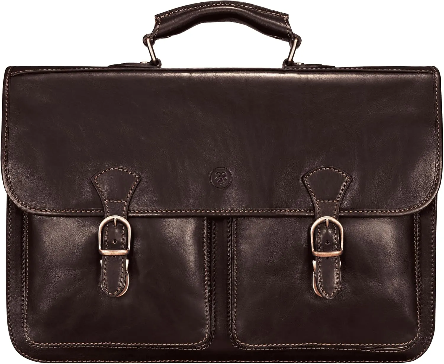 Maxwell Scott - Mens Leather 17" Laptop Briefcase Satchel with Padded Strap - Made from Full Grain Hides - The Loreto Large