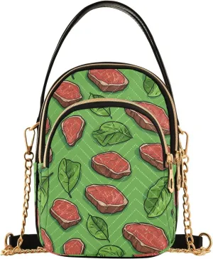 Meat Leaves Green Print Women‘s Shoulder Handbag Crossbody Purse Stylish Ladies Shoulder Bag Top Handle Satchel
