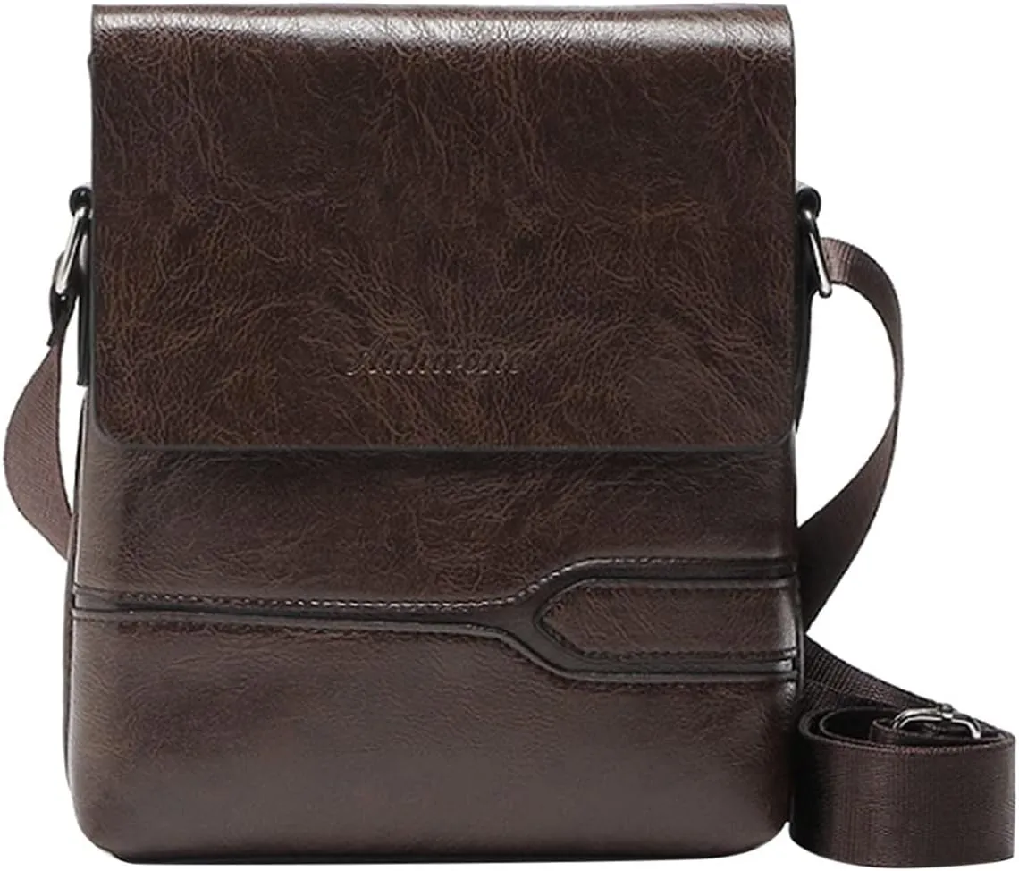Medium Size Shoulder Handbags Mens Casual Solid Leather Large Capacity Adjustable Shoulder Versatile One
