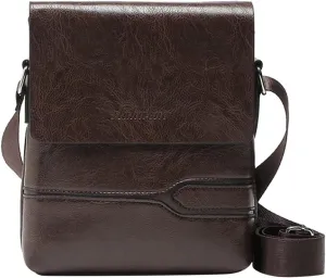 Medium Size Shoulder Handbags Mens Casual Solid Leather Large Capacity Adjustable Shoulder Versatile One
