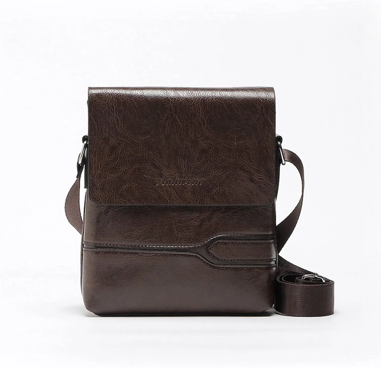Medium Size Shoulder Handbags Mens Casual Solid Leather Large Capacity Adjustable Shoulder Versatile One