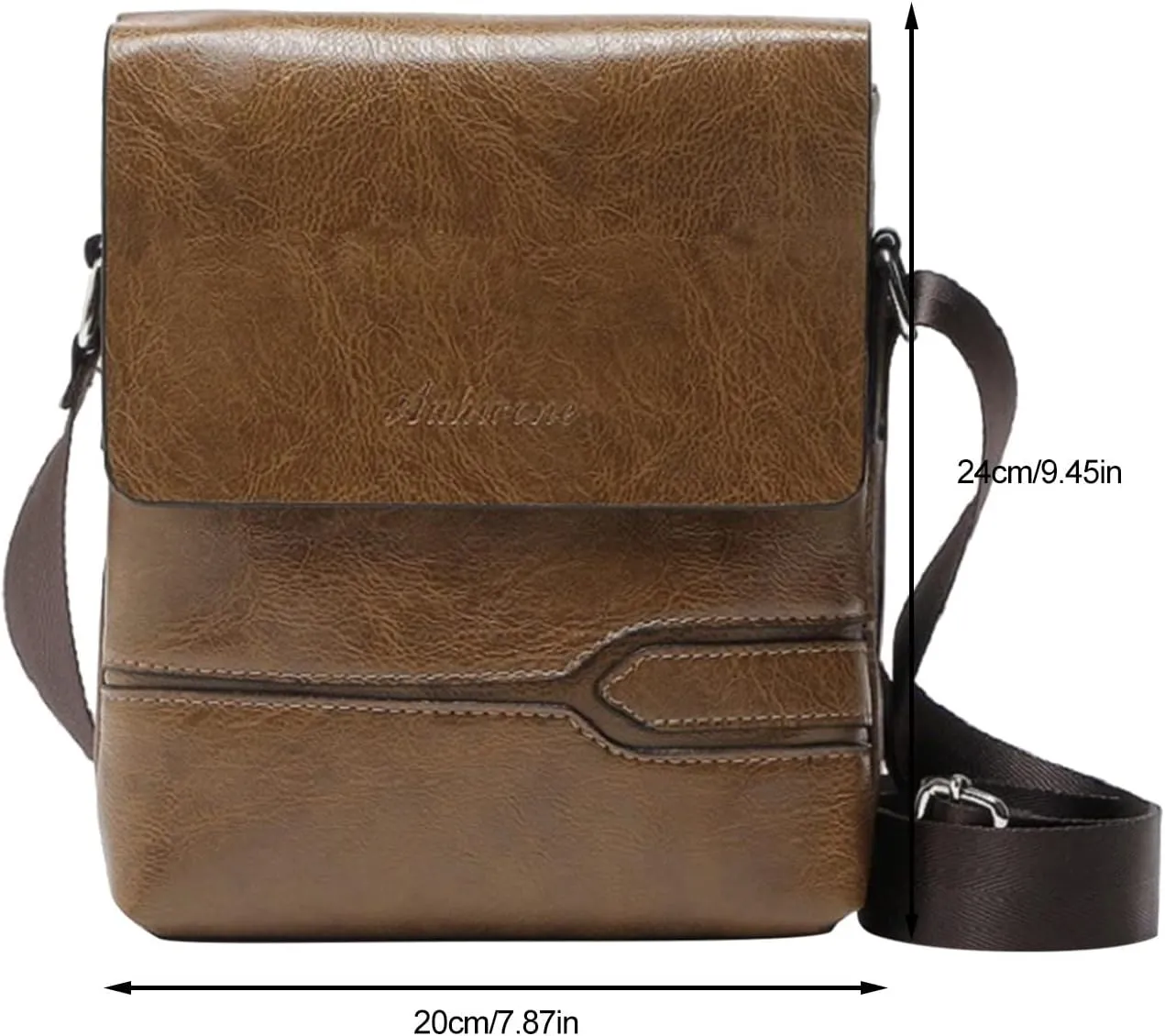 Medium Size Shoulder Handbags Mens Casual Solid Leather Large Capacity Adjustable Shoulder Versatile One