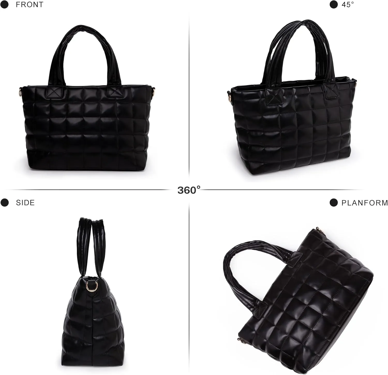 MEEJUNE Puffer Tote Bag for Women Large Quilted Shoulder Bag Crossbody Purse with Adjustable Strap