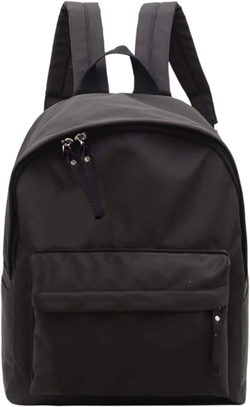 Men And Women Adult Fashion Solid Color Nylon Zipper Large Capacity Student Backpack Backpack for Men (Black, One Size)